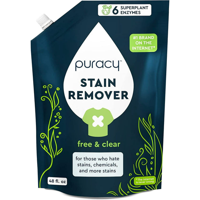 Puracy Laundry Stain Remover Refill, Free & Clear, 48 fl.oz. [7NQK]